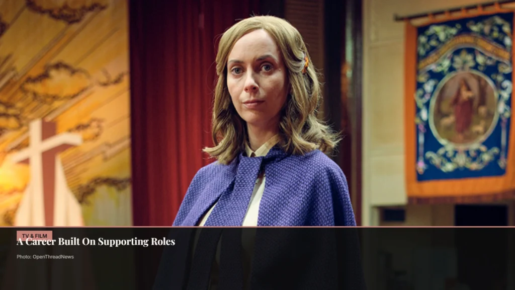Kate O'Flynn known for supporting roles in Happy-Go-Lucky, Mr. Turner, Landscapers, and My Lady Jane