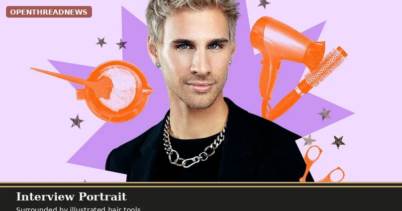 Brad Mondo portrait surrounded by illustrated hair tools