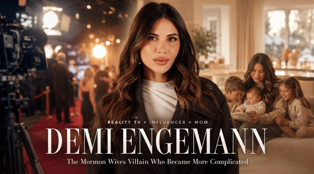 Demi Engemann featured in an editorial portrait highlighting her role on The Secret Lives of Mormon Wives and her influencer career