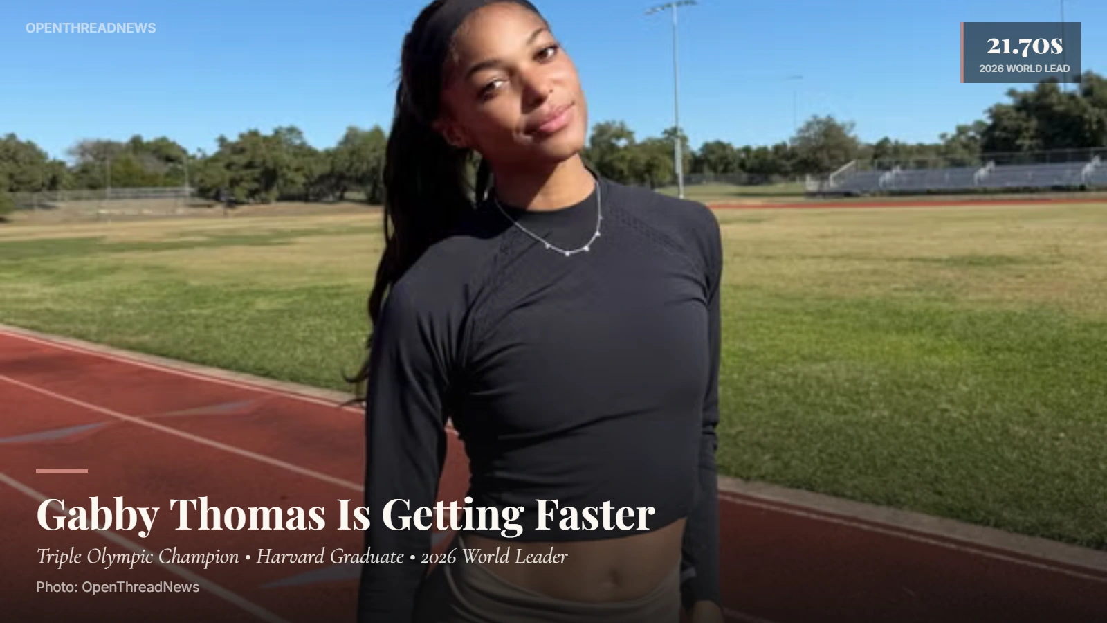 Gabby Thomas competing during her 2026 season after posting the women's world-leading 200m time
