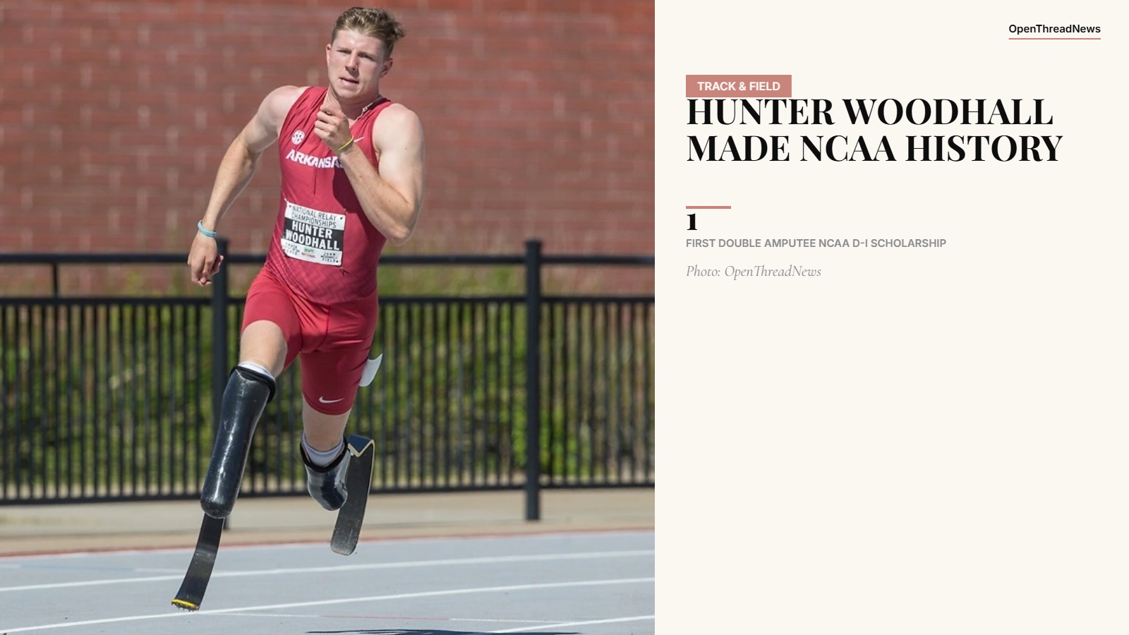 Hunter Woodhall competing for the University of Arkansas track and field program