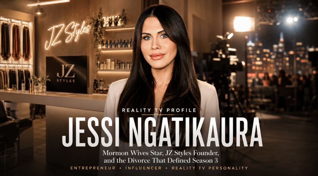 Jessi Ngatikaura featured in an editorial portrait highlighting her role on The Secret Lives of Mormon Wives and her JZ Styles business