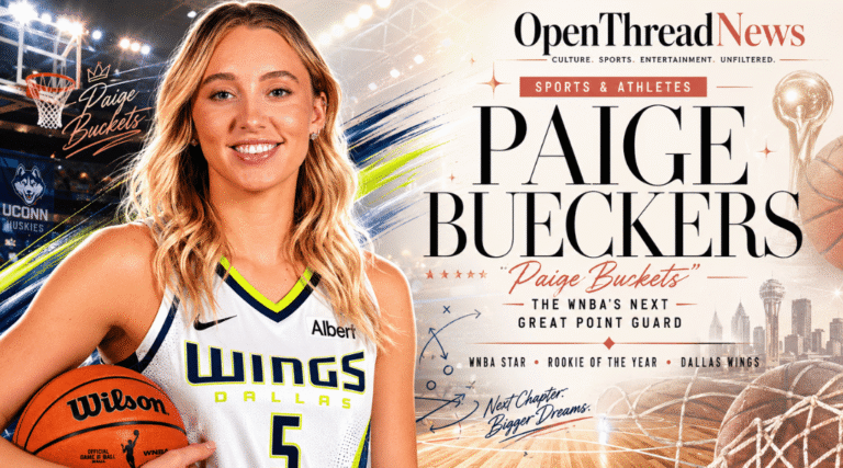 Editorial cover featuring WNBA star Paige Bueckers, Dallas Wings point guard and former UConn standout, following her rise as one of women's basketball's brightest young stars.