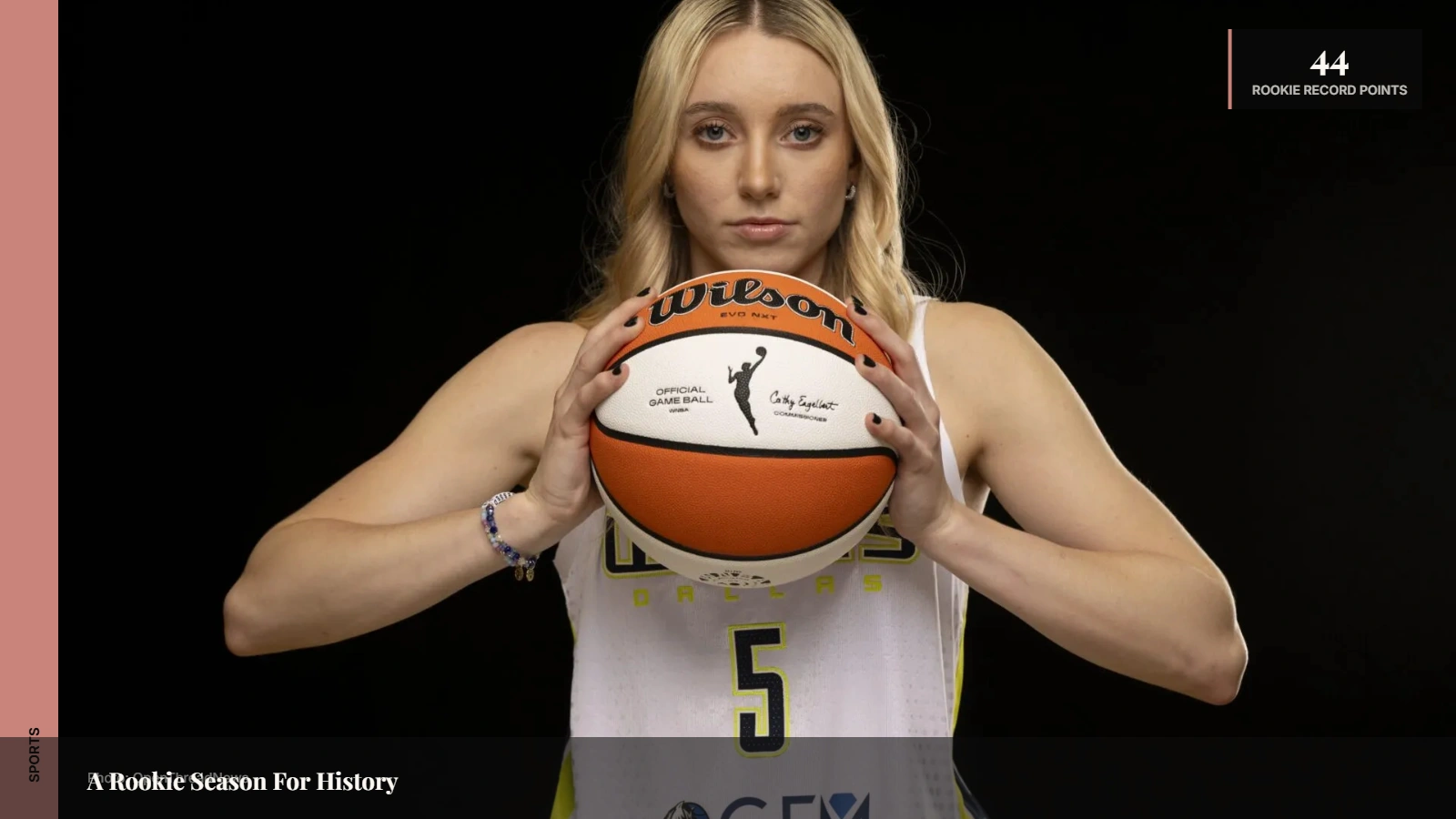 Paige Bueckers playing for the Dallas Wings during her record-breaking WNBA Rookie of the Year season