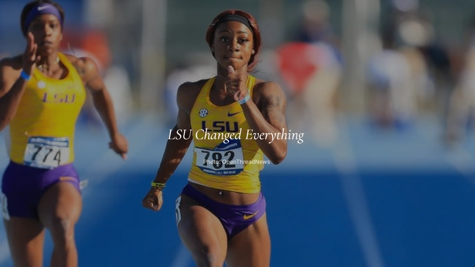 Sha'Carri Richardson competing for LSU during her NCAA record-breaking freshman season in 2019
