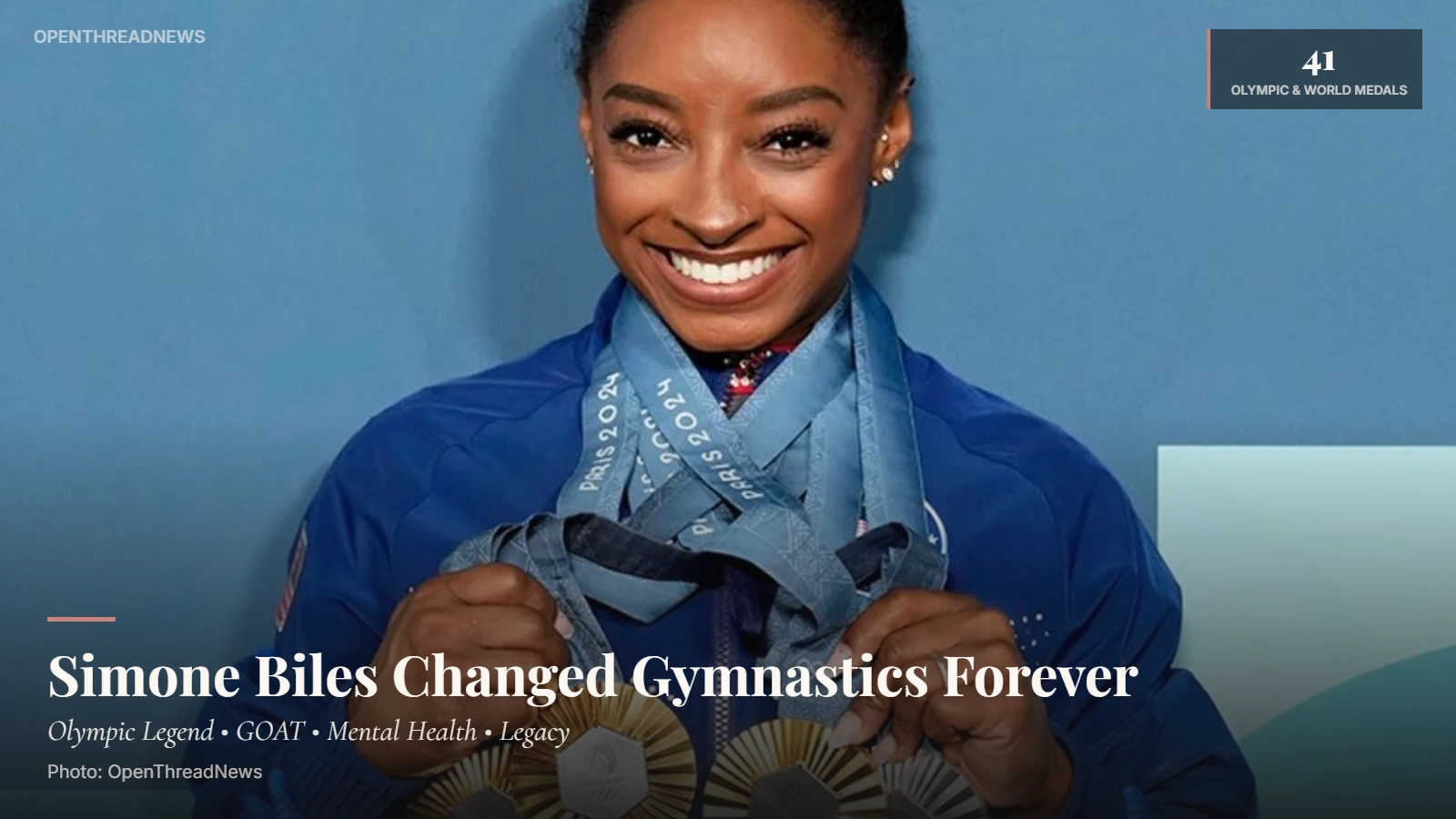 Simone Biles after becoming the most decorated gymnast in history with Olympic and World Championship success