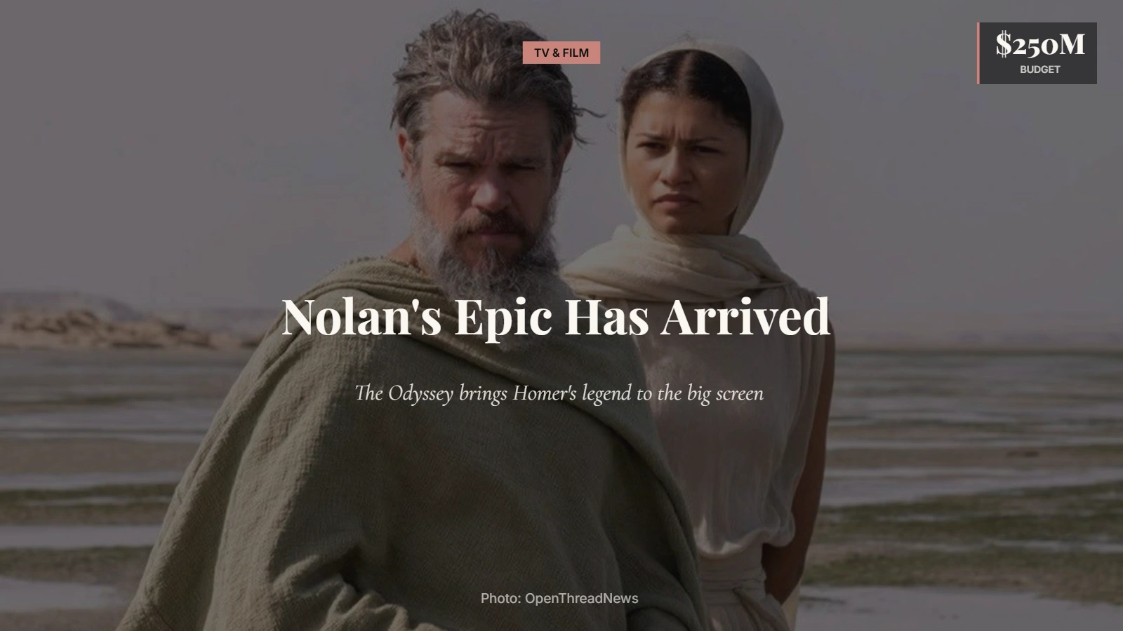 Matt Damon and Anne Hathaway in promotional artwork for The Odyssey