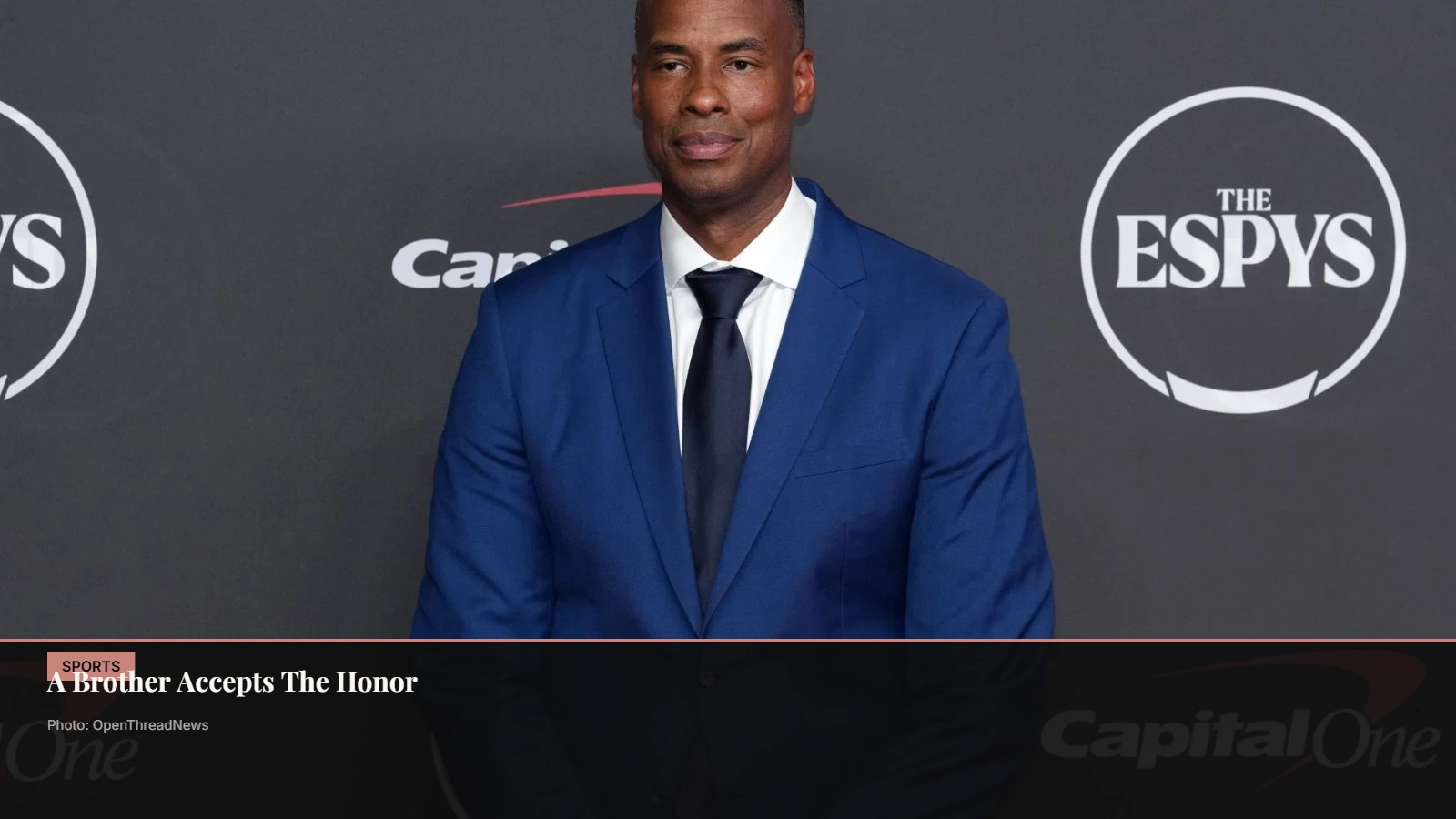 Jarron Collins accepting the Arthur Ashe Award for Courage on behalf of Jason Collins at the 2026 ESPYs