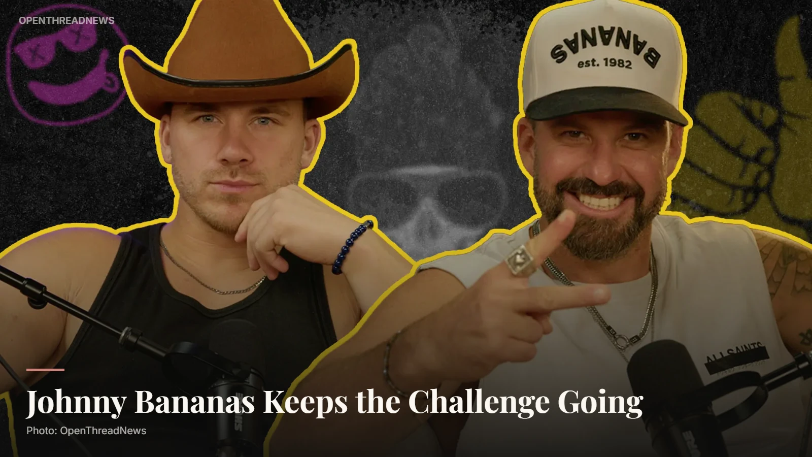 Johnny Bananas hosting the Death, Taxes, and Bananas podcast