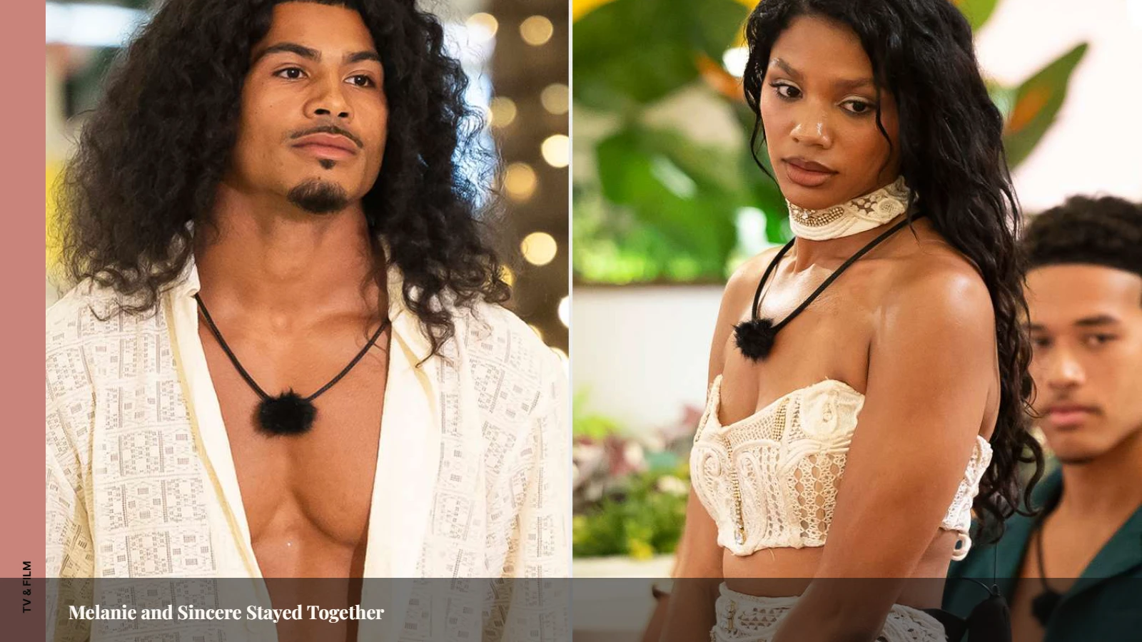 Melanie Moreno and Sincere Rhea together during Love Island USA season 8 as finalists and longtime villa couple