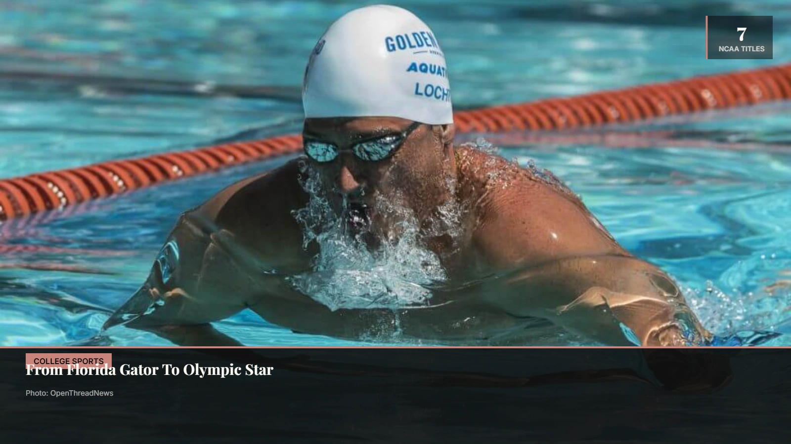 Ryan Lochte competing for the University of Florida during his NCAA swimming career under coach Gregg Troy
