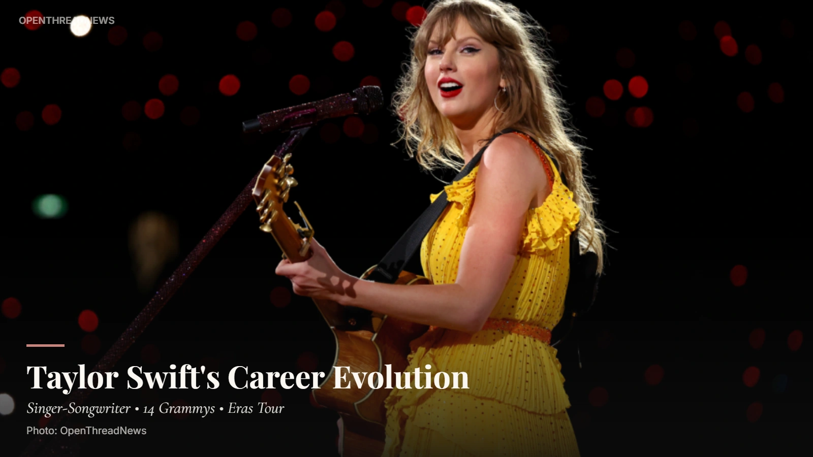 Taylor Swift performing during her career as a Grammy-winning singer-songwriter and global pop artist