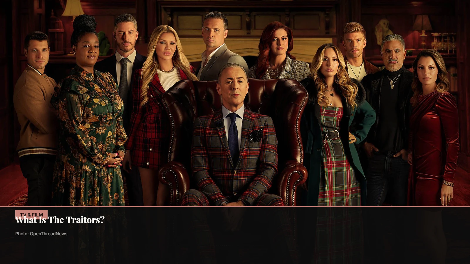 Alan Cumming with contestants at Ardross Castle during The Traitors as Faithfuls and Traitors begin the game