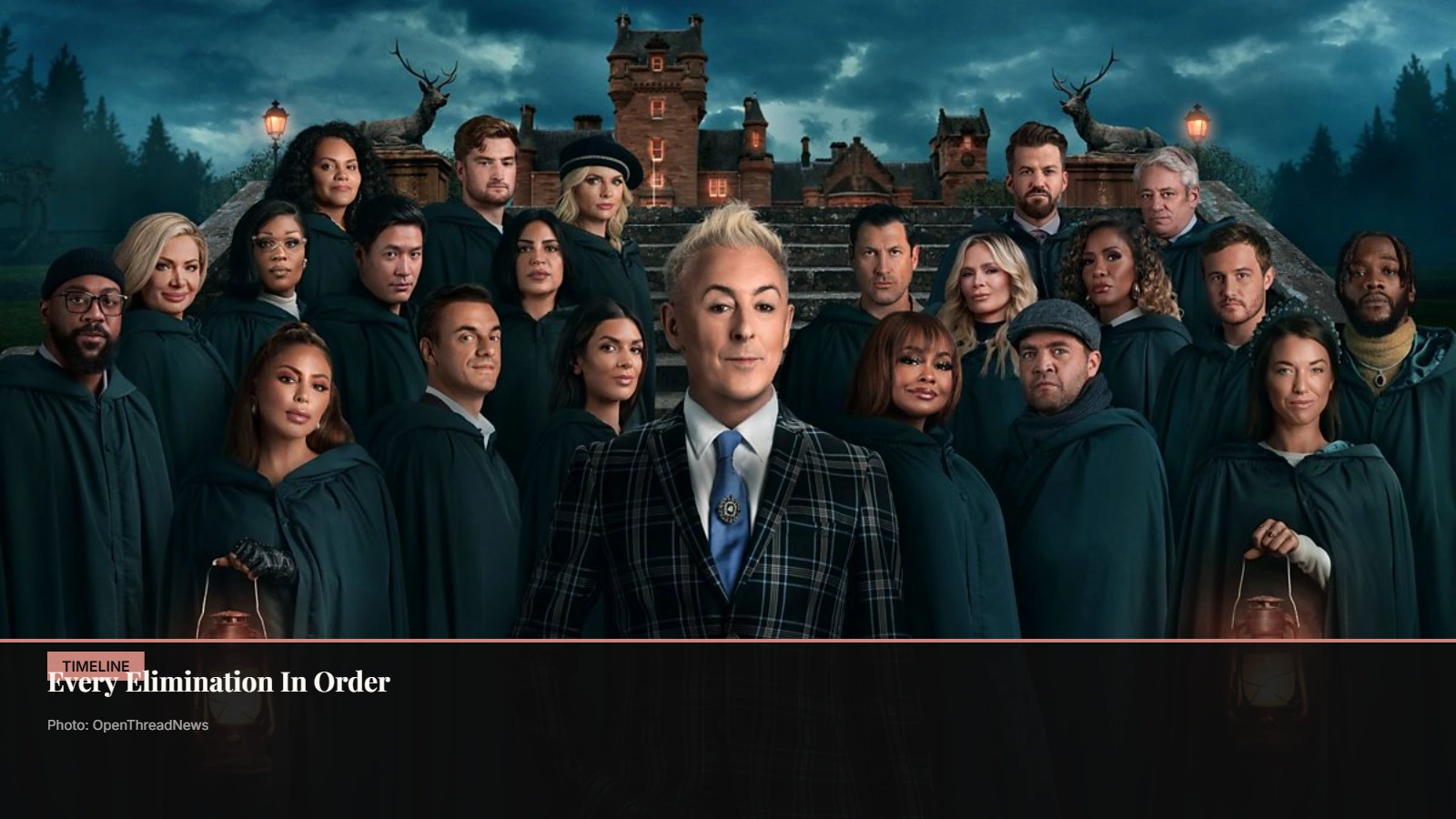 The Traitors Season 1 elimination order showing murders, banishments, withdrawals, finalists and winner