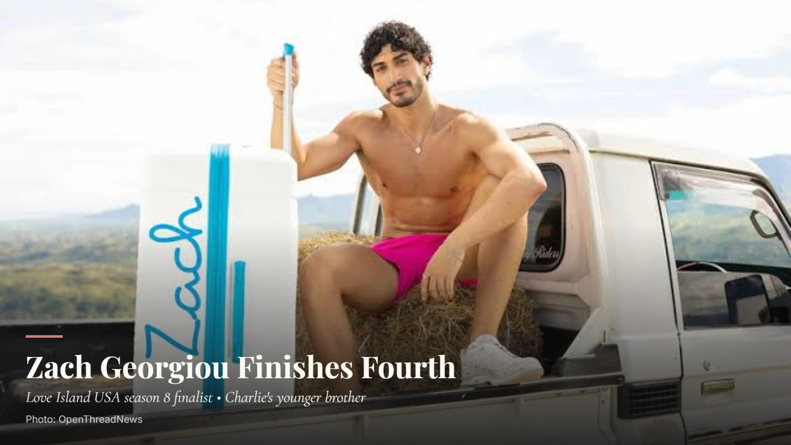 Zach Georgiou during his Love Island USA season 8 appearance as the younger brother of Charlie Georgiou