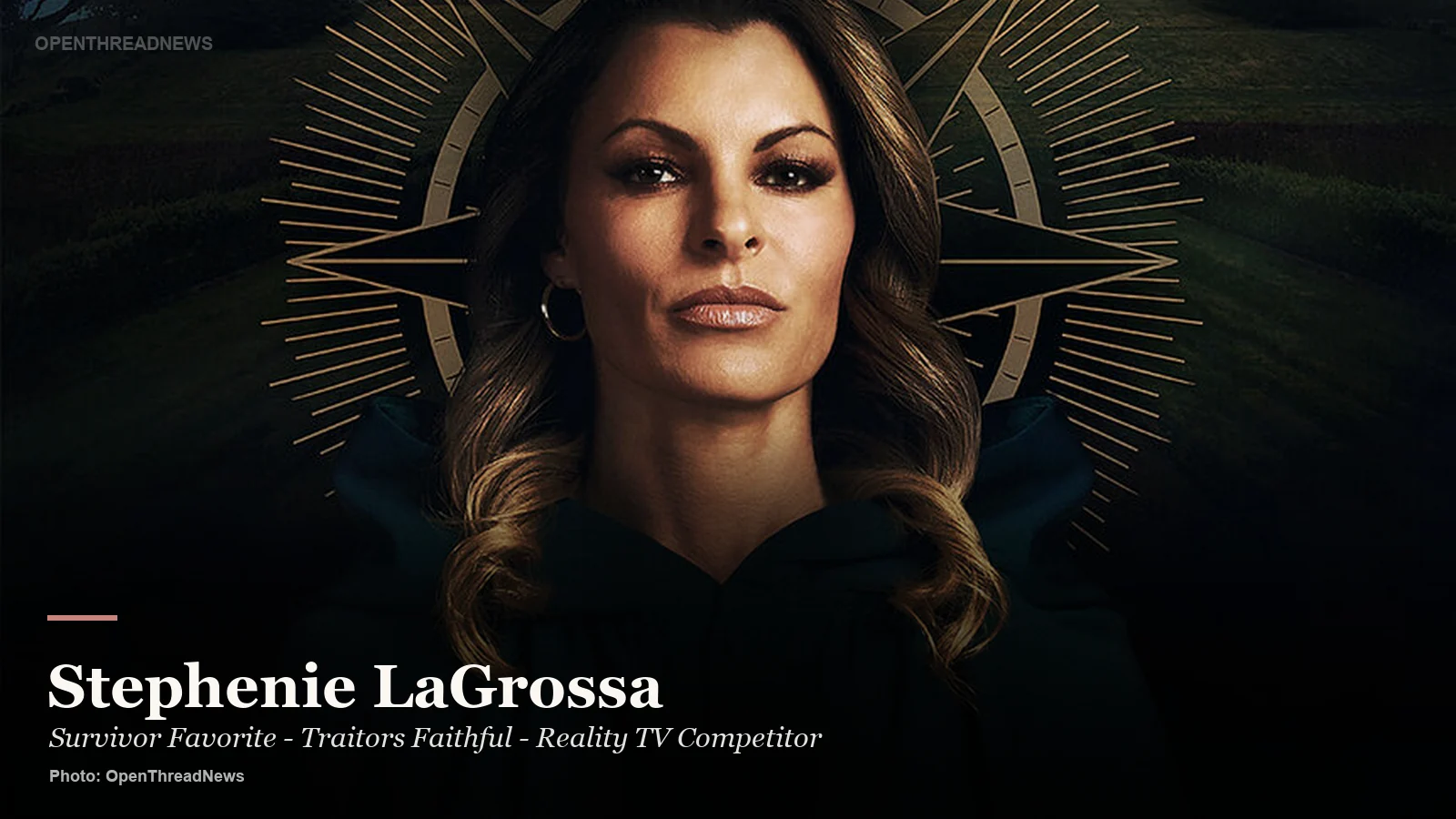 Stephenie LaGrossa in a dramatic Traitors portrait for her reality TV profile