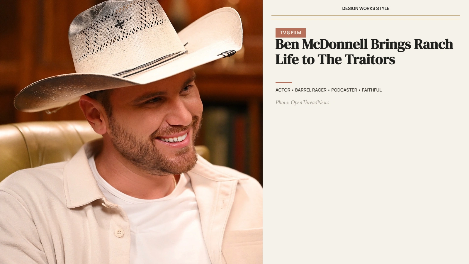 Ben McDonnell, actor and competitive barrel racer on The Traitors: New Blood