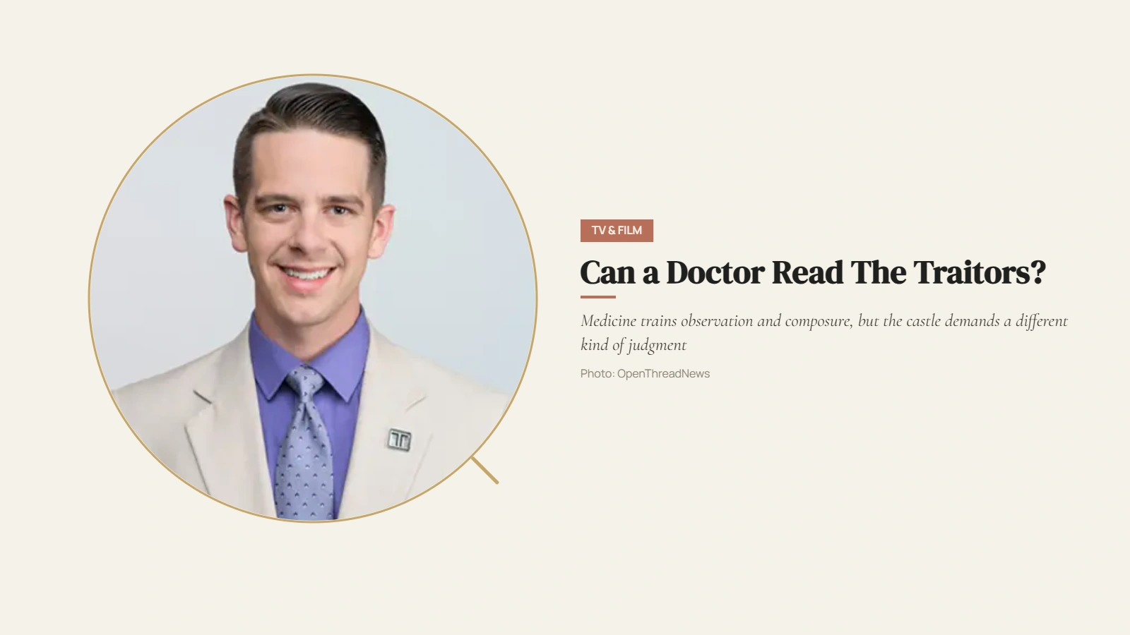 Jay Vinnedge, physician and The Traitors: New Blood contestant, during his reality-TV strategy journey