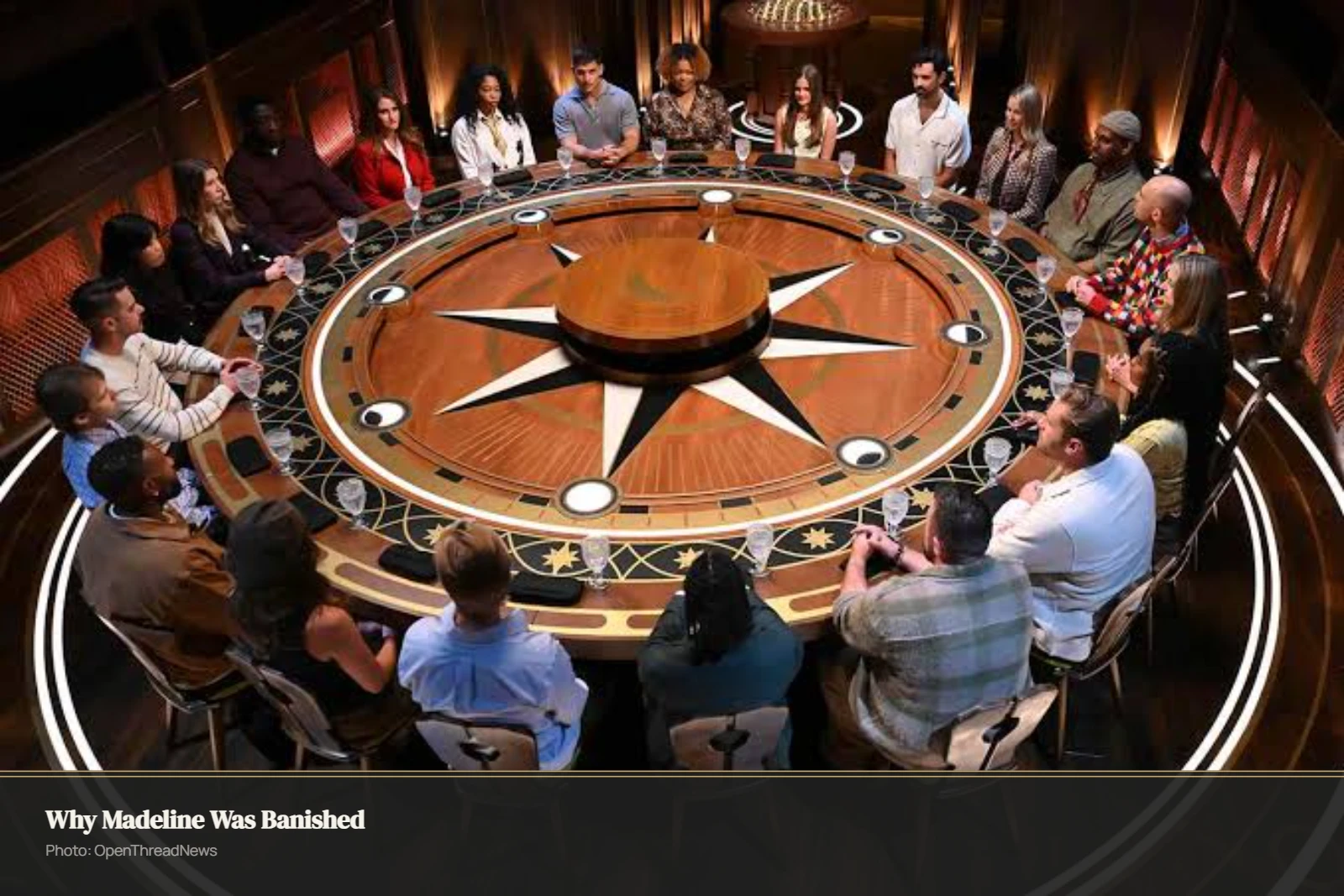 Madeline Kostopulos at the Round Table after the Kim Daily murder on The Traitors: New Blood