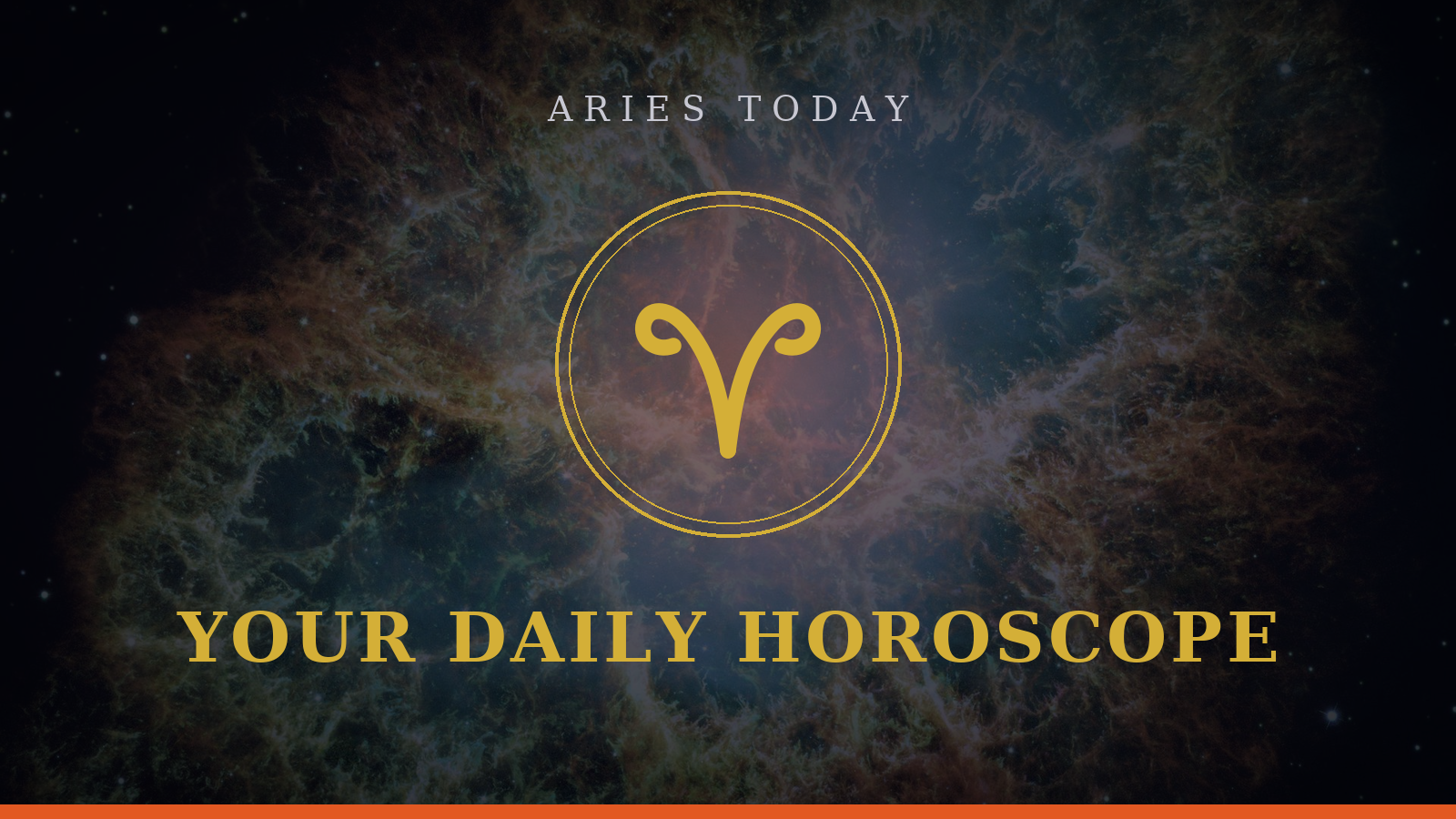Aries Today daily horoscope gold emblem on a starry navy background