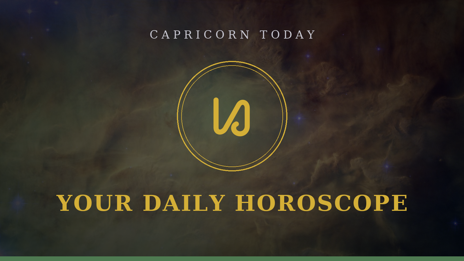 Capricorn Today daily horoscope gold emblem on a starry navy background