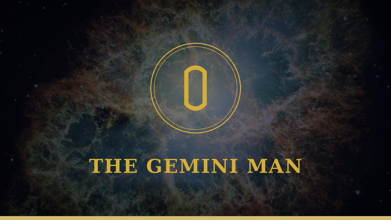 The Gemini man: Twins glyph on cosmic background, personality and love guide