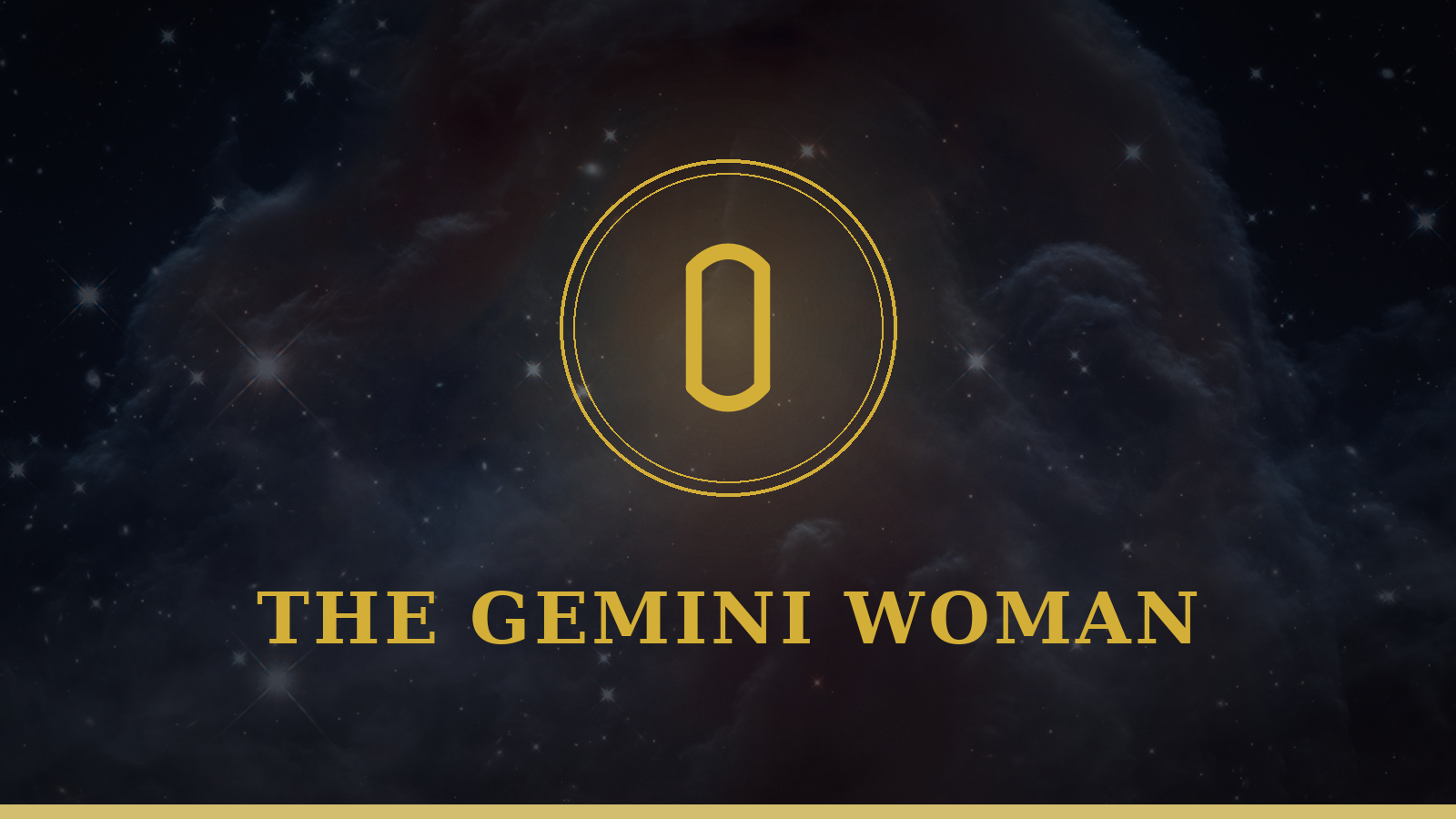 The Gemini woman: Twins glyph on cosmic background, personality and love guide