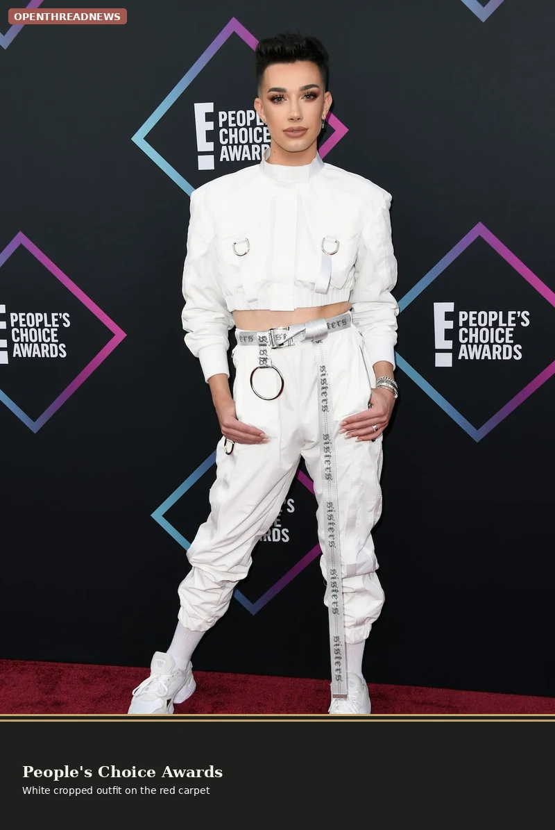 James Charles in white at the People's Choice Awards