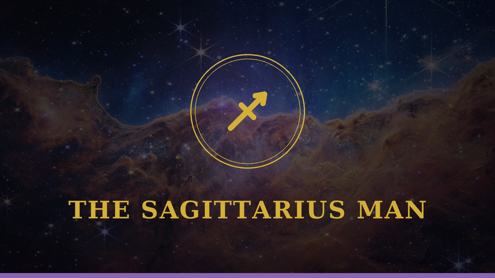 The Sagittarius man: Archer glyph on cosmic background, personality and love guide