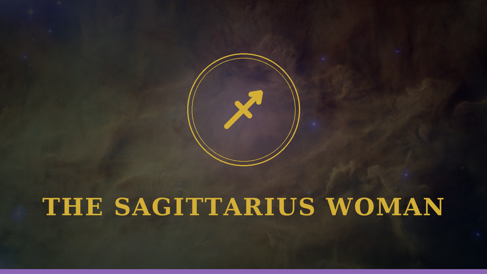 The Sagittarius woman: Archer glyph on cosmic background, personality and love guide