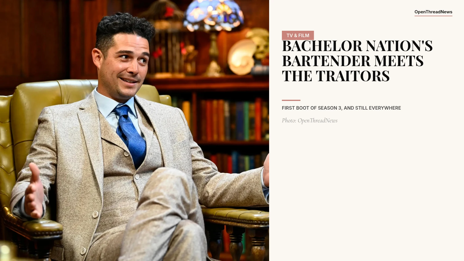 Wells Adams, Bachelor in Paradise bartender and first banished player of The Traitors season 3